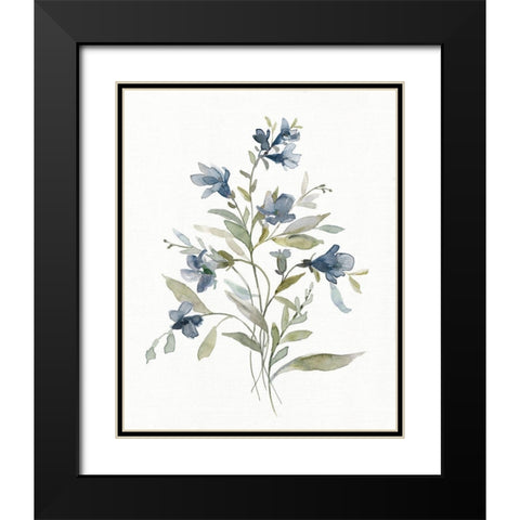Linen Botanical Navy III Black Modern Wood Framed Art Print with Double Matting by Robinson, Carol