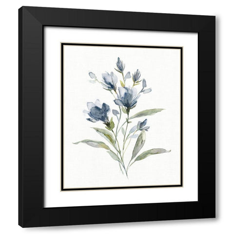 Linen Botanical Navy IV Black Modern Wood Framed Art Print with Double Matting by Robinson, Carol
