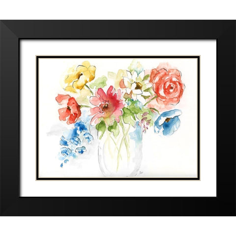 Spring Joy Black Modern Wood Framed Art Print with Double Matting by Nan