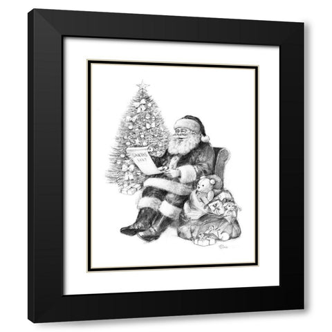 Santas List Black Modern Wood Framed Art Print with Double Matting by Manning, Ruane