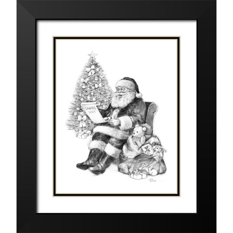 Santas List Black Modern Wood Framed Art Print with Double Matting by Manning, Ruane
