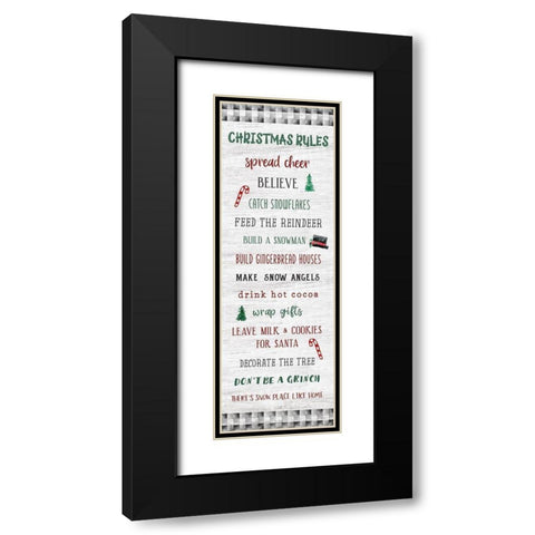 Gingham Christmas Rules Black Modern Wood Framed Art Print with Double Matting by Carpentieri, Natalie