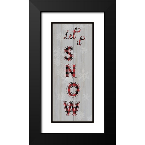 Let it Snow Black Modern Wood Framed Art Print with Double Matting by CAD Designs