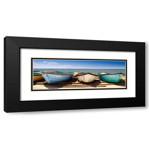 Breakwater Boats Black Modern Wood Framed Art Print with Double Matting by Karlsson, Per