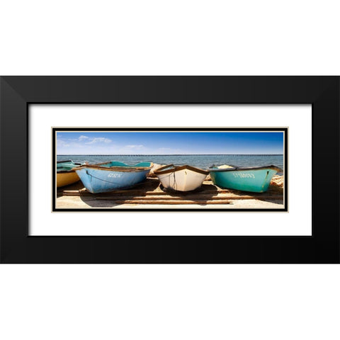 Breakwater Boats Black Modern Wood Framed Art Print with Double Matting by Karlsson, Per