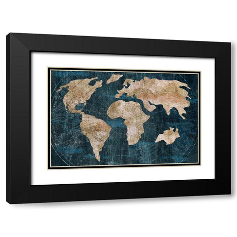 Industrial Map Black Modern Wood Framed Art Print with Double Matting by CAD Designs