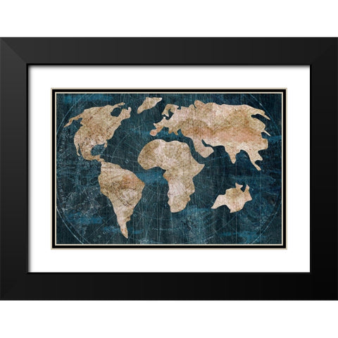 Industrial Map Black Modern Wood Framed Art Print with Double Matting by CAD Designs