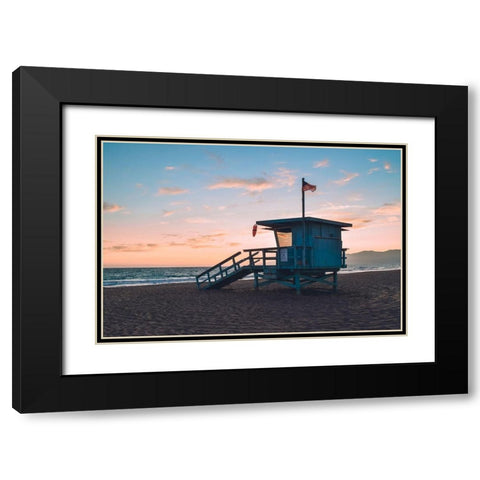 Santa Monica Lifeguard Black Modern Wood Framed Art Print with Double Matting by Carpentieri, Natalie