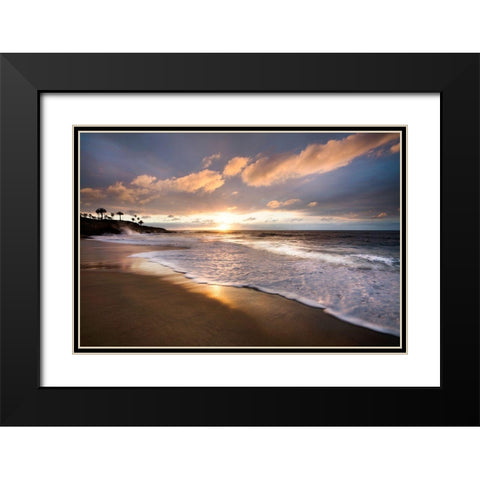 Sunset Beach Black Modern Wood Framed Art Print with Double Matting by Jaynes, William D.