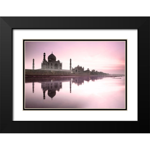 Taj Mahal from Yamuna River Black Modern Wood Framed Art Print with Double Matting by Delimont, Danita