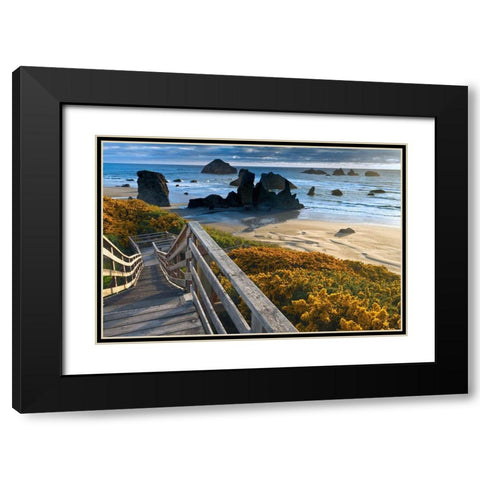 Brandon Beach Black Modern Wood Framed Art Print with Double Matting by Sutton, William