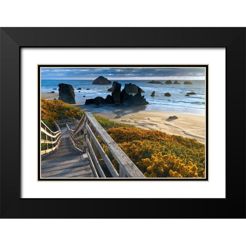 Brandon Beach Black Modern Wood Framed Art Print with Double Matting by Sutton, William