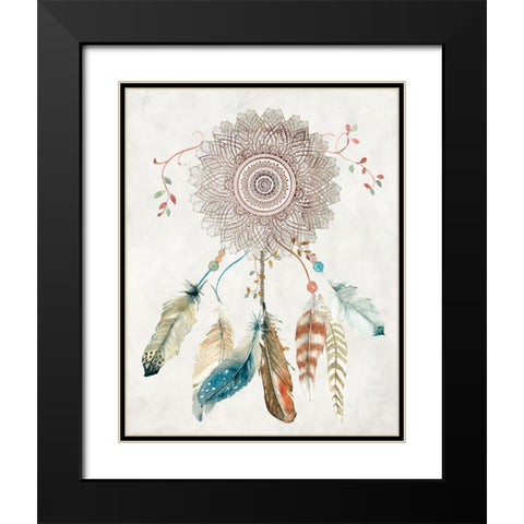 Mandala Dream Catcher Black Modern Wood Framed Art Print with Double Matting by Robinson, Carol