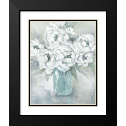 Peaceful Peonies Black Modern Wood Framed Art Print with Double Matting by Robinson, Carol