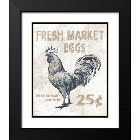 Fresh Market Rooster Black Modern Wood Framed Art Print with Double Matting by Knutsen, Conrad