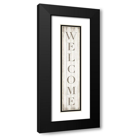 Welcome Black Modern Wood Framed Art Print with Double Matting by CAD Designs