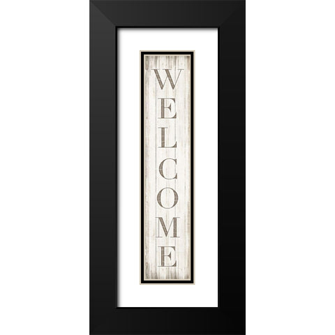Welcome Black Modern Wood Framed Art Print with Double Matting by CAD Designs