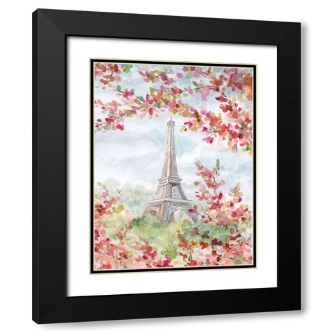Springtime in Paris Black Modern Wood Framed Art Print with Double Matting by Robinson, Carol