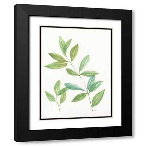 Spring Greens II Black Modern Wood Framed Art Print with Double Matting by Nan