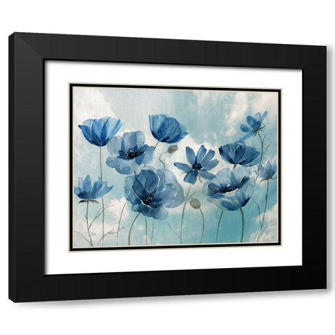 Springing Up Blue Black Modern Wood Framed Art Print with Double Matting by Nan