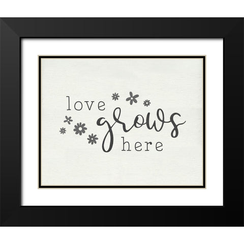 Love Grows Black Modern Wood Framed Art Print with Double Matting by CAD Designs