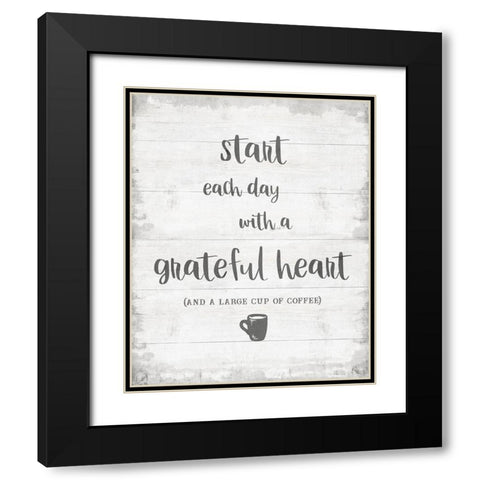 Grateful Coffee Black Modern Wood Framed Art Print with Double Matting by CAD Designs