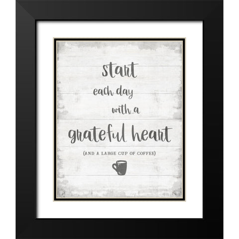 Grateful Coffee Black Modern Wood Framed Art Print with Double Matting by CAD Designs