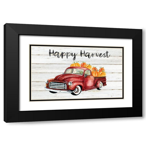 Happy Harvest Truck Black Modern Wood Framed Art Print with Double Matting by Robinson, Carol