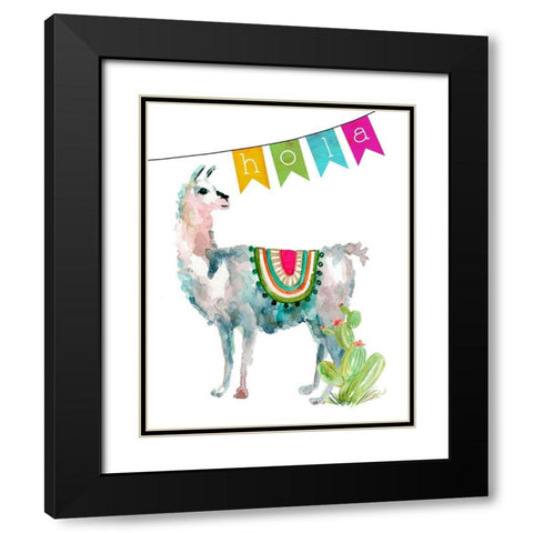 Fiesta Llama II Black Modern Wood Framed Art Print with Double Matting by Robinson, Carol