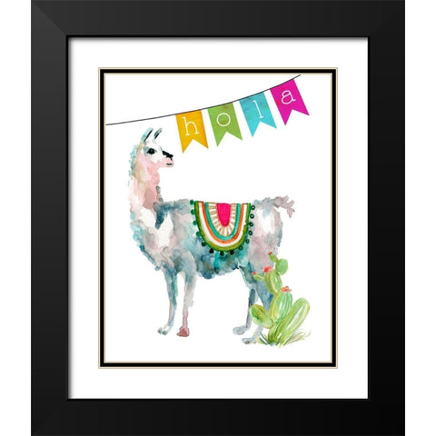 Fiesta Llama II Black Modern Wood Framed Art Print with Double Matting by Robinson, Carol