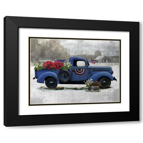 American Truck Blue Black Modern Wood Framed Art Print with Double Matting by Nan