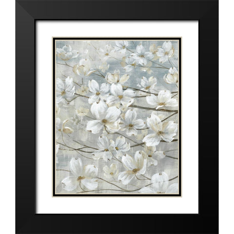 Dogwoods In Bloom Black Modern Wood Framed Art Print with Double Matting by Nan