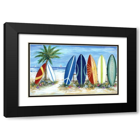 Surfs Up Black Modern Wood Framed Art Print with Double Matting by Dunlap, Marilyn