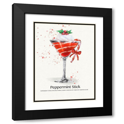 Peppermint Stick Cocktail Black Modern Wood Framed Art Print with Double Matting by Jill, Susan