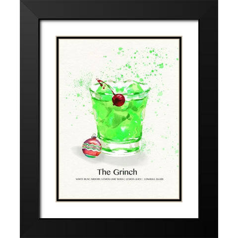 The Grinch Cocktail Black Modern Wood Framed Art Print with Double Matting by Jill, Susan