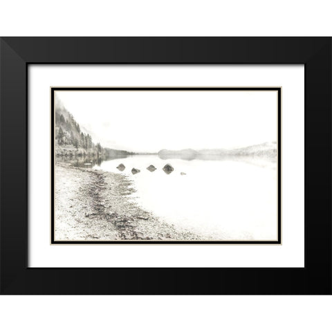 Taupe Lake Walk Black Modern Wood Framed Art Print with Double Matting by Weisz, Irene