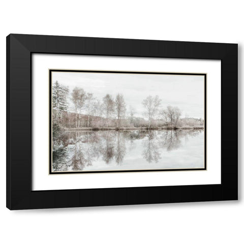 Taupe Water Mirror Black Modern Wood Framed Art Print with Double Matting by Weisz, Irene