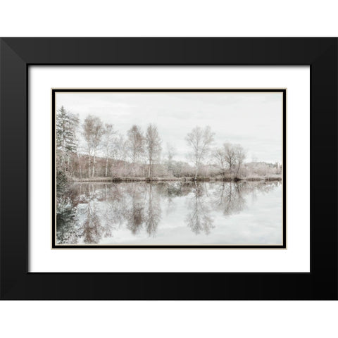 Taupe Water Mirror Black Modern Wood Framed Art Print with Double Matting by Weisz, Irene