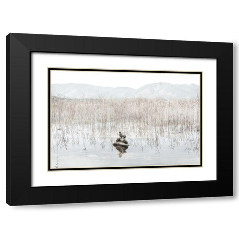 Taupe Zen Black Modern Wood Framed Art Print with Double Matting by Weisz, Irene