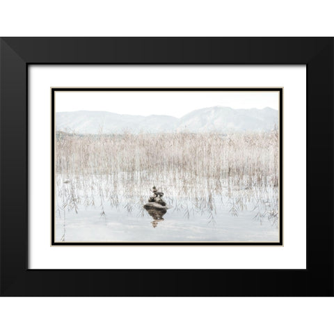 Taupe Zen Black Modern Wood Framed Art Print with Double Matting by Weisz, Irene