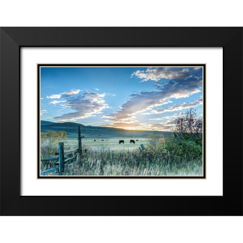 Ranch Sunrise Black Modern Wood Framed Art Print with Double Matting by Delimont, Danita
