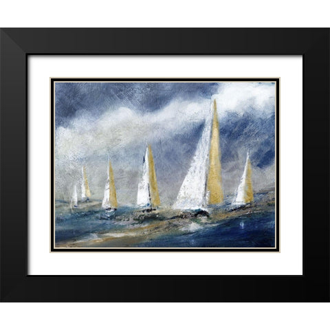 Indigo Swells Black Modern Wood Framed Art Print with Double Matting by Robinson, Carol