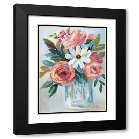 Fiesta Blooms Black Modern Wood Framed Art Print with Double Matting by Stefan, Alix