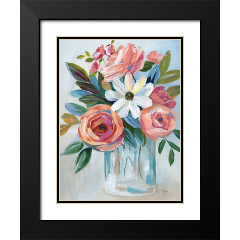 Fiesta Blooms Black Modern Wood Framed Art Print with Double Matting by Stefan, Alix