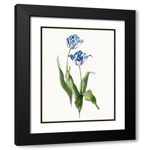 Blue Lively Botanical II Black Modern Wood Framed Art Print with Double Matting by Swatland, Sally