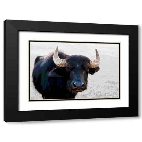Buffalo Meets Warhol Black Modern Wood Framed Art Print with Double Matting by Tondini, Nico