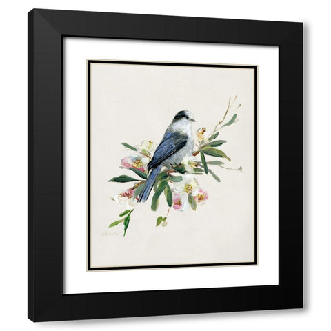 Spring Song Gray Jay Black Modern Wood Framed Art Print with Double Matting by Swatland, Sally