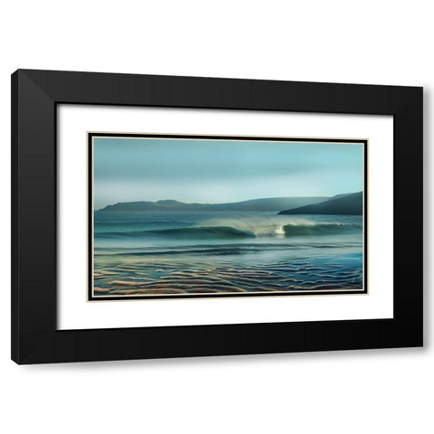 Waves Meet Black Modern Wood Framed Art Print with Double Matting by Calascibetta, Mike