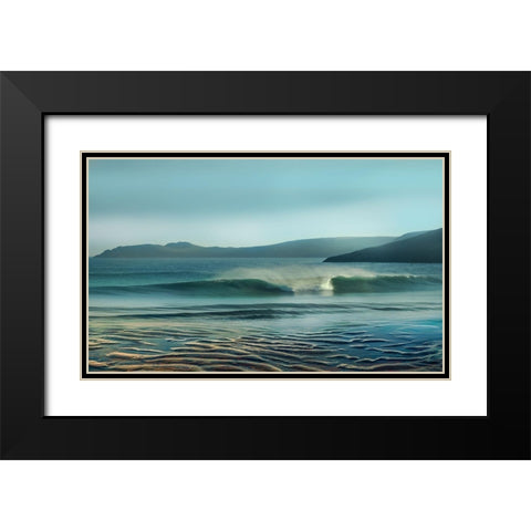 Waves Meet Black Modern Wood Framed Art Print with Double Matting by Calascibetta, Mike