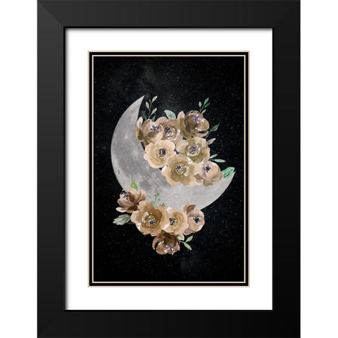 Bohemian Moon Black Modern Wood Framed Art Print with Double Matting by Santiago, Daniela
